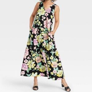 Who What Wear Garden Floral Sz XS Bloomcore Sleeveless Midi Dress